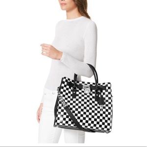LIKE NEW Michael Kors Hamilton Checkered Satchel